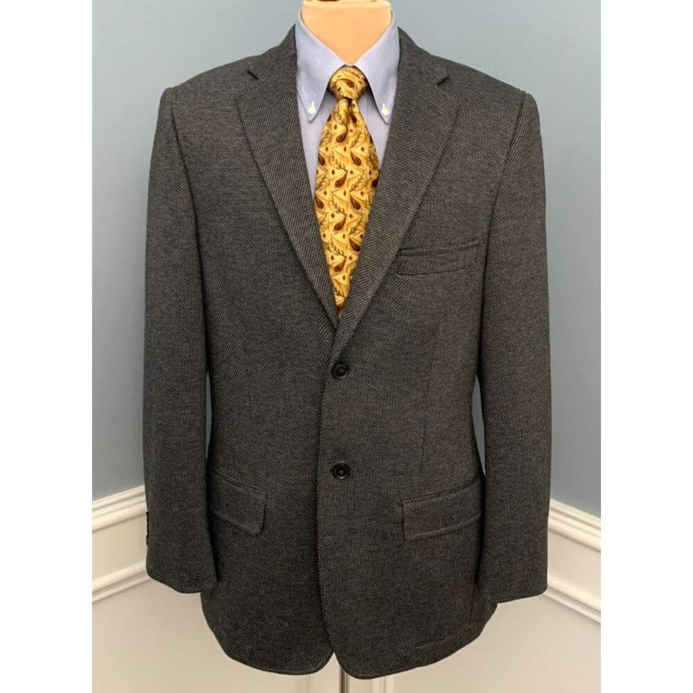 Haggar Blazer Mens 40R Herringbone Tweed Unlined Office Casual Jacket Sportcoat